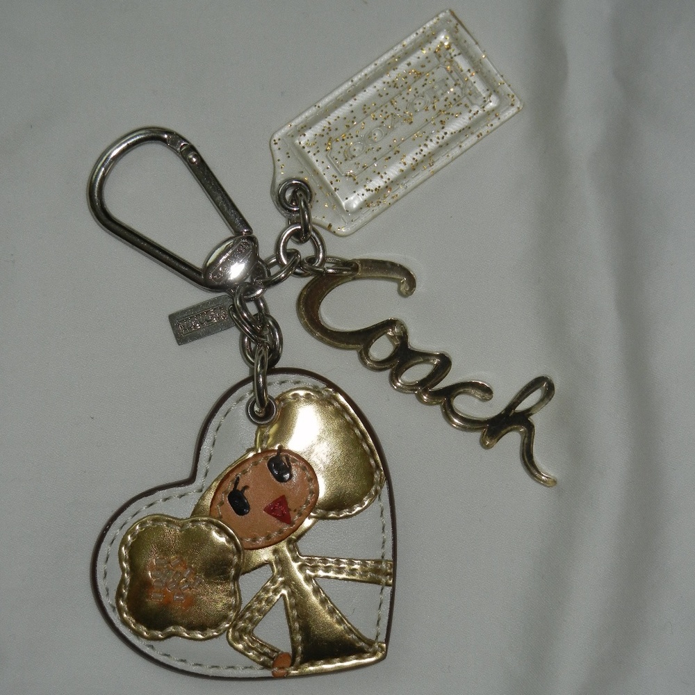 Vintage Coach Goldie Chan Fob Glitter Hangtag & Coach Script Nickel Hardware - Picture 1 of 5
